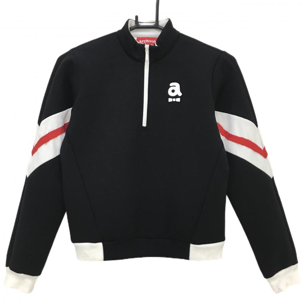 【美品】アルチビオ ハイネックトレーナー 黒×白 ハーフジップ  レディース 36(S) ゴルフウェア 2023年モデル archivio