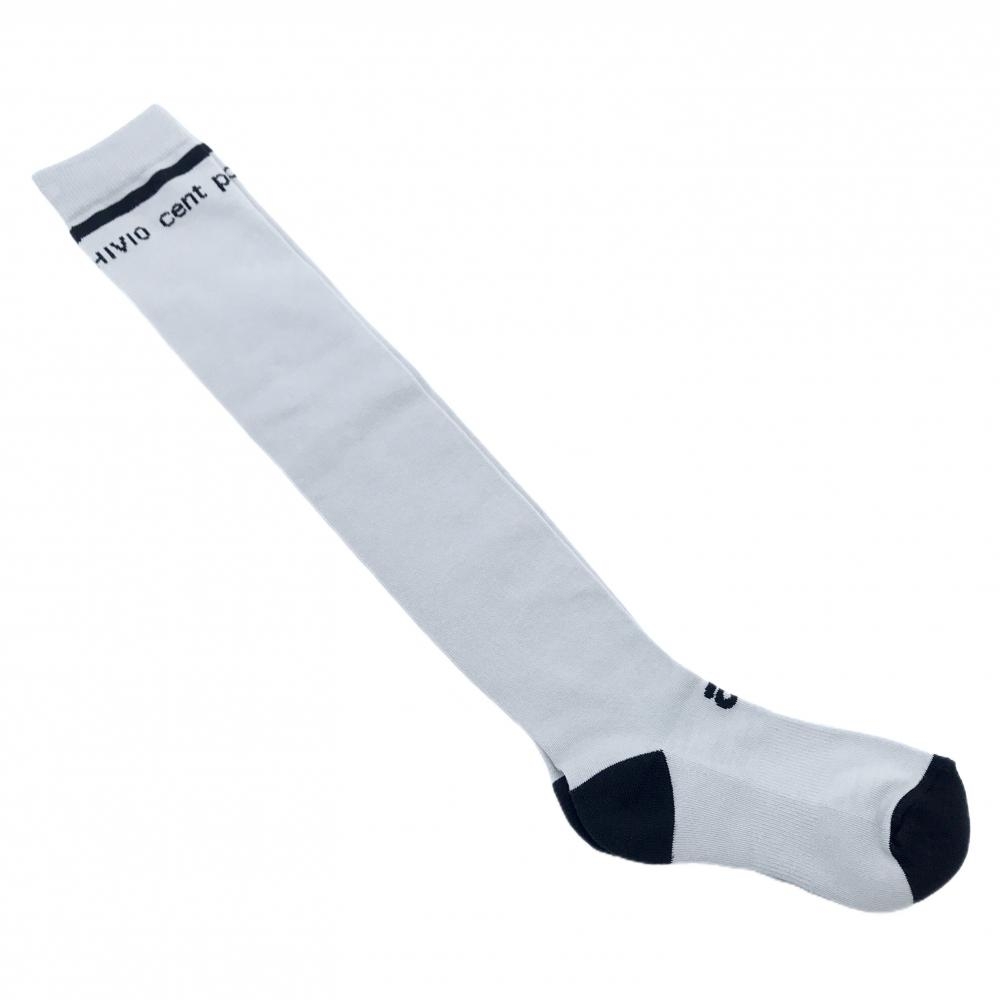【未使用品】アルチビオ ニーハイソックス グレー×黒 英字ロゴ レディース 22-24 ゴルフウェア archivio