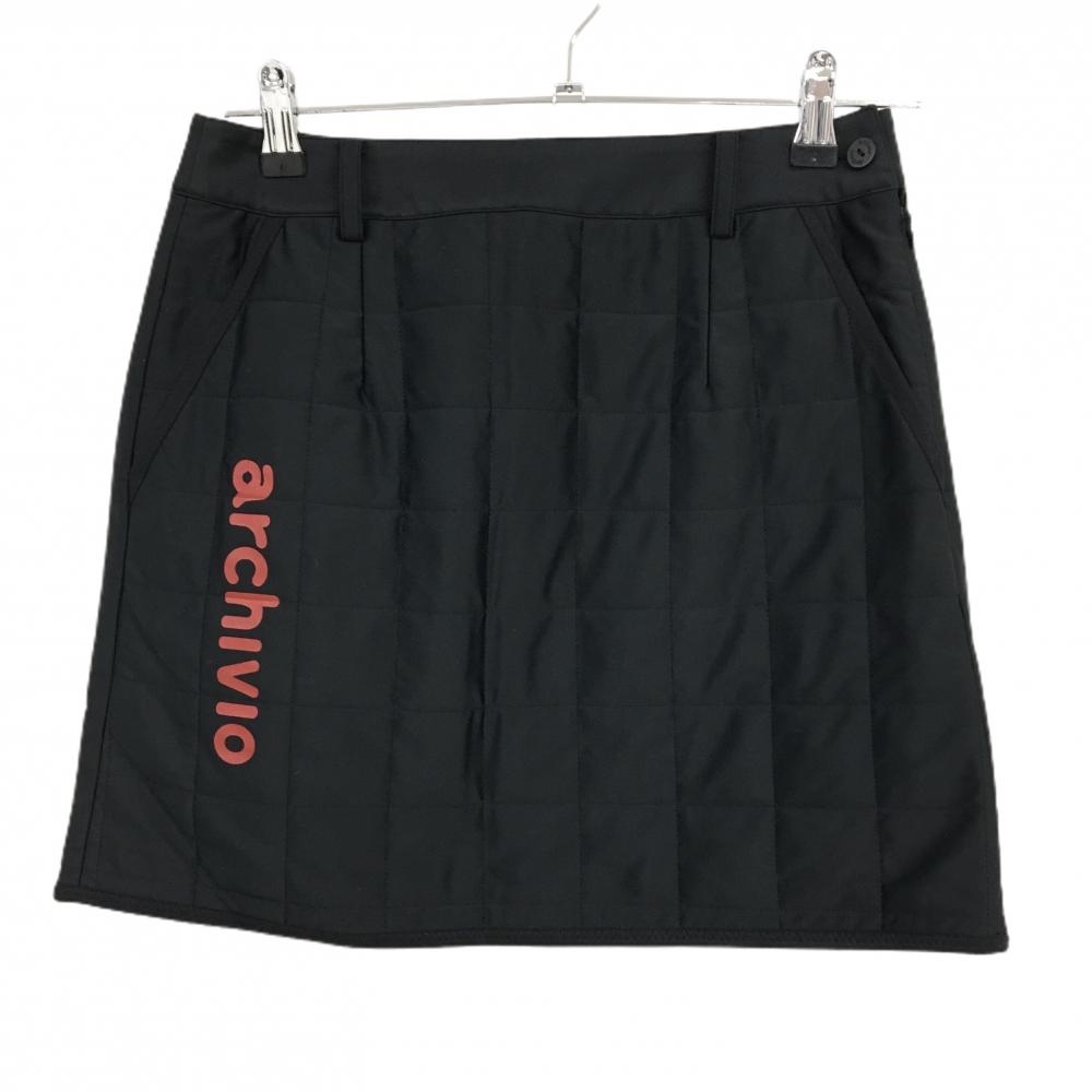 【美品】アルチビオ 中綿スカート 黒×レッド キルティング風 後ポケット付 レディース 36(S) ゴルフウェア archivio