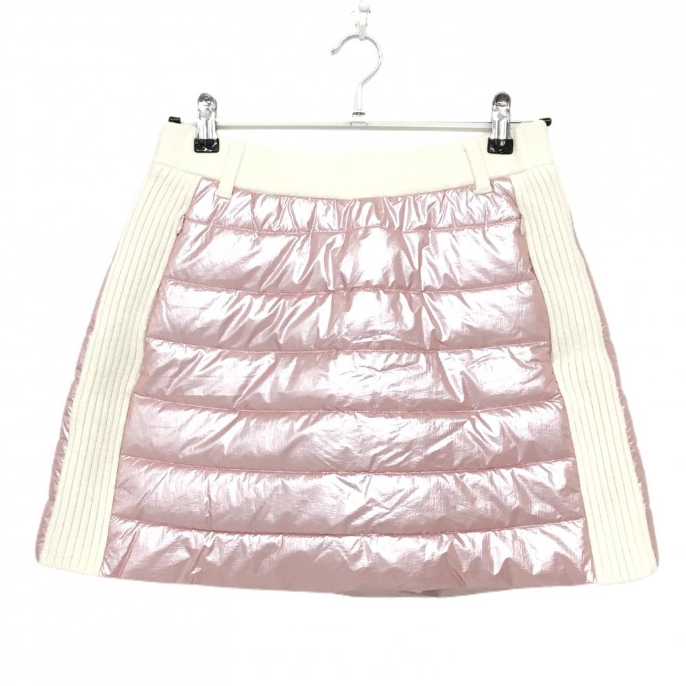 【超美品】アルチビオ 中綿スカート ピンク×白 一部ニット 蓄熱裏地 レディース 40(L) ゴルフウェア 2024年モデル archivio