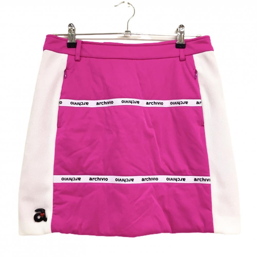 【超美品】アルチビオ 中綿スカート ピンク×白 ロゴテープ レディース 40(L) ゴルフウェア archivio