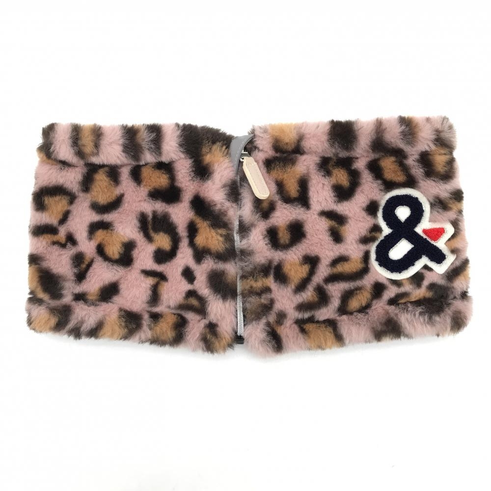 【超美品】アンパスィ リバーシブルネックウォーマー ピンク×ブラウン レオパード柄  レディース F ゴルフウェア and per se