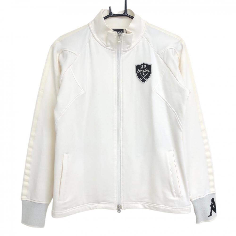 カッパ ジャケットブルゾン アイボリー 袖口ロゴ レディース L ゴルフウェア Kappa