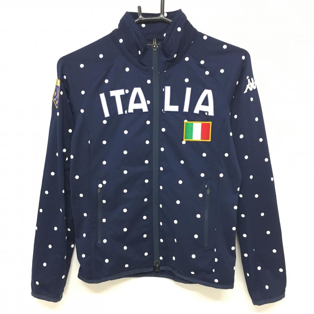 カッパ ジャケットブルゾン ネイビー×白 ドット柄 ITALIA レディース S ゴルフウェア Kappa
