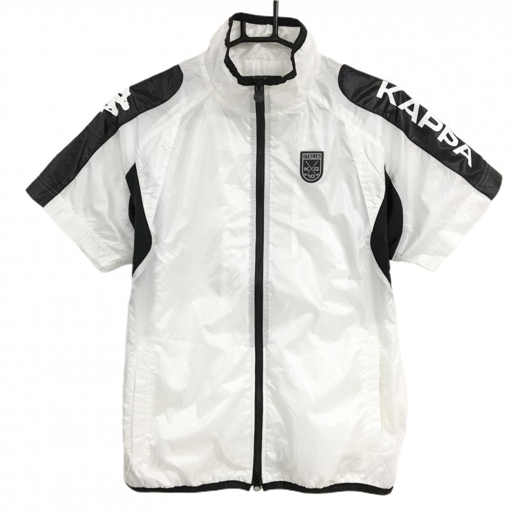 【超美品】カッパ 半袖ジャケット 白×黒 肩ロゴ メッシュ裏地  レディース M ゴルフウェア Kappa
