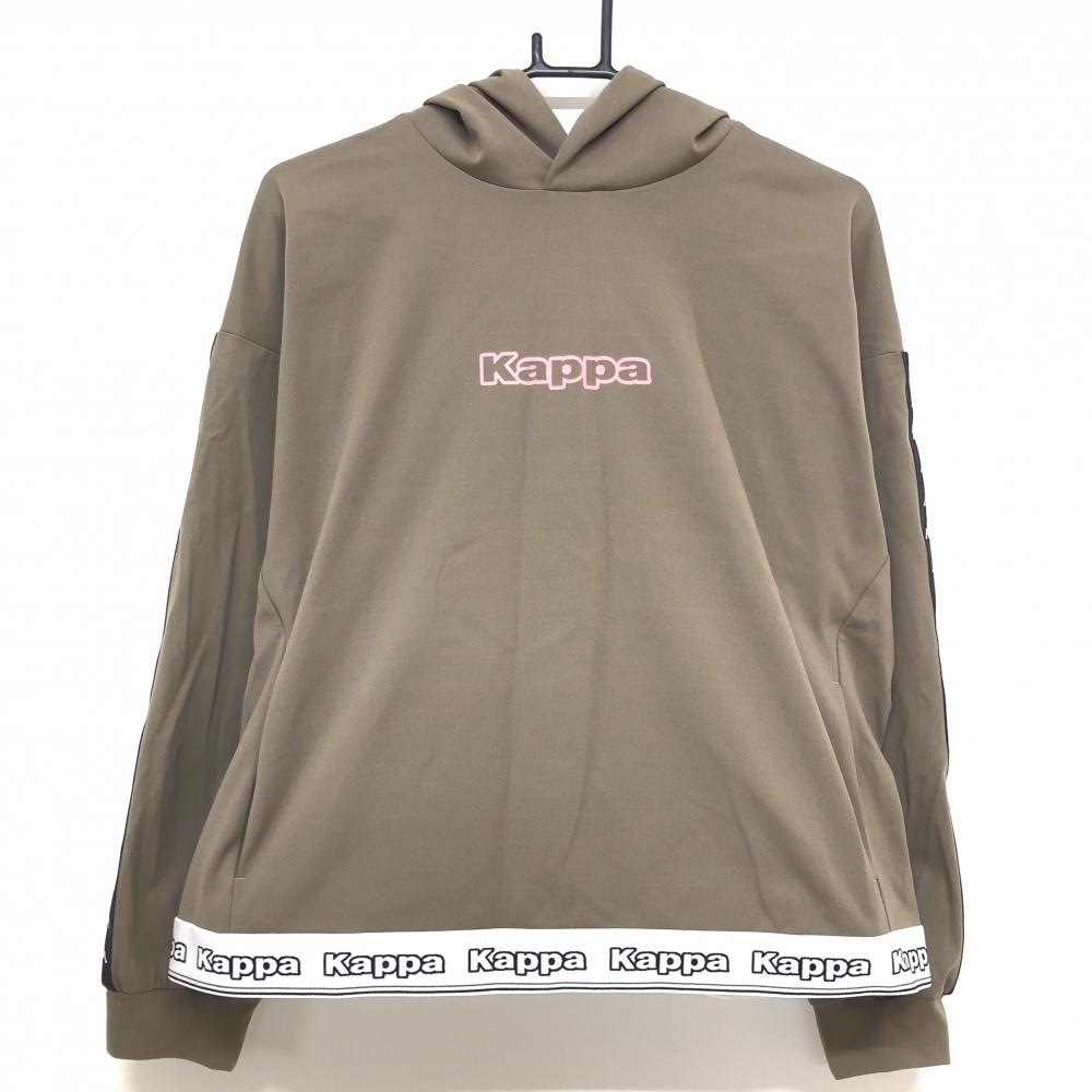 【新品】カッパ パーカー グレー×白×黒 袖・裾ロゴ ロゴプリント レディース MEDIUM ゴルフウェア Kappa