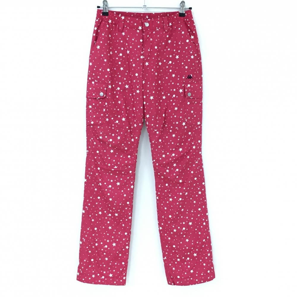 カッパ 中綿カーゴパンツ レッドピンク×白 星柄 ロゴ刺しゅう レディース M ゴルフウェア Kappa