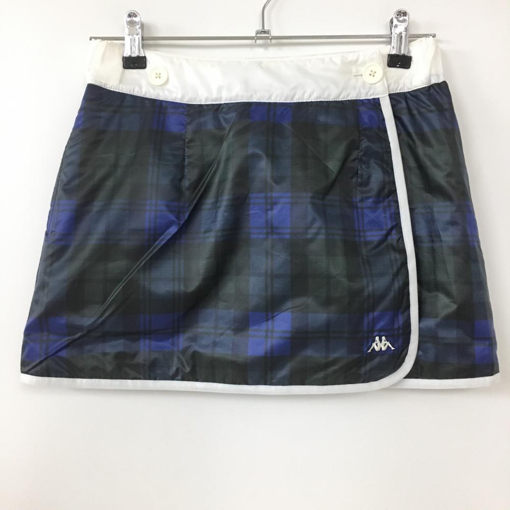 カッパ 中綿巻きスカート グリーン×ブルー×白 チェック×無地  レディース 7 ゴルフウェア Kappa