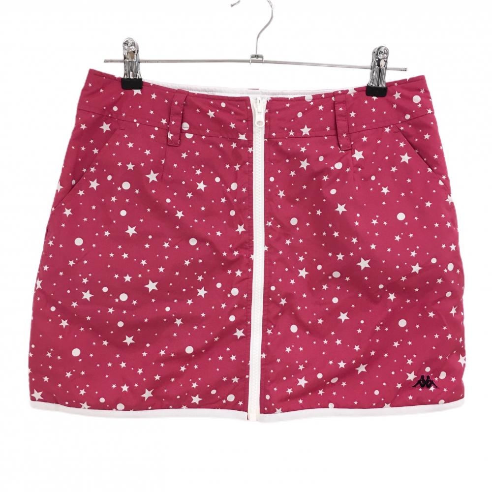 カッパ 中綿リバーシブルスカート レッドピンク×白 星柄 ロゴ刺しゅう レディース 11 ゴルフウェア Kappa