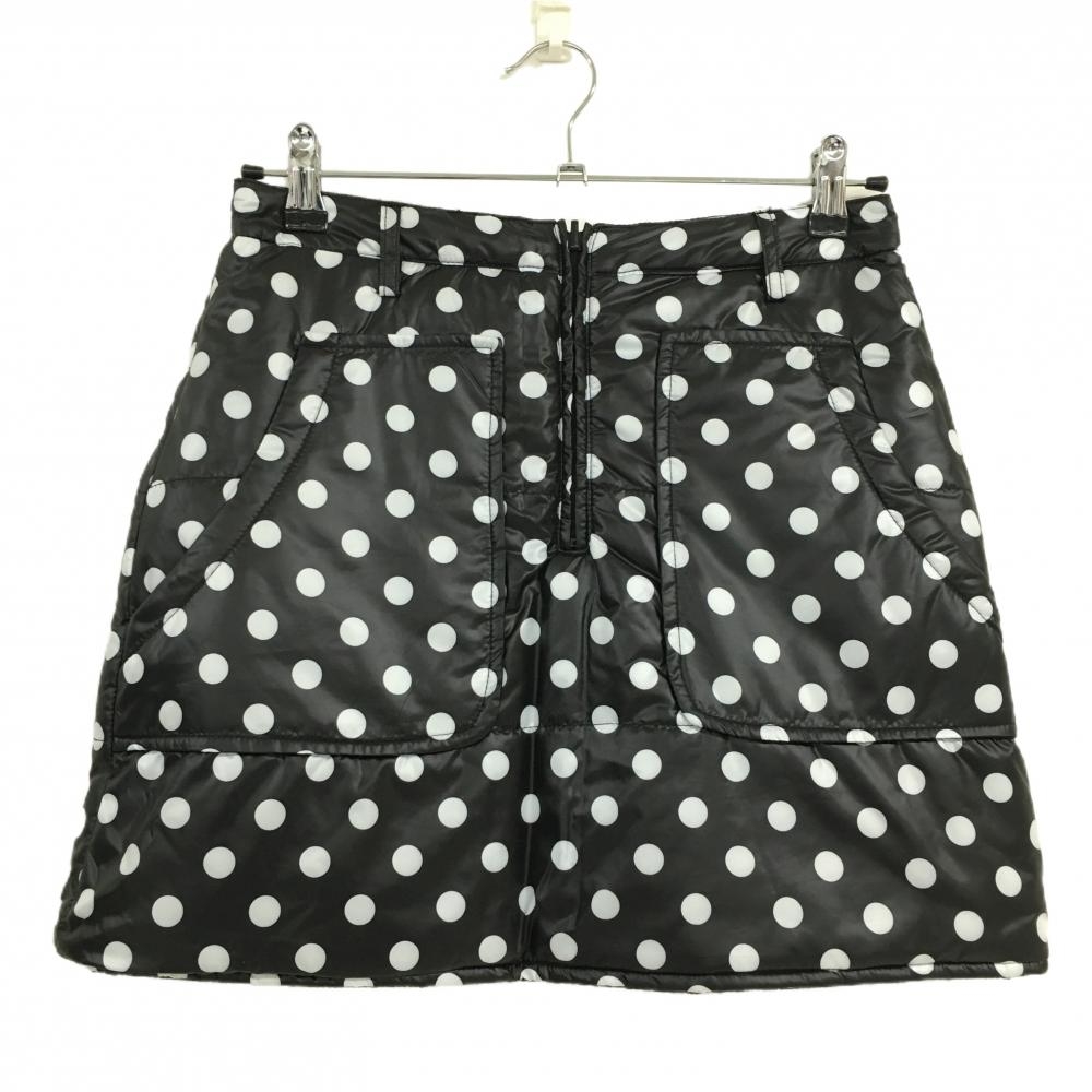 【超美品】キスオンザグリーン 中綿リバーシブルスカート 黒×白 ドット柄 裏無地 レディース 2(M) ゴルフウェア kiss on the green