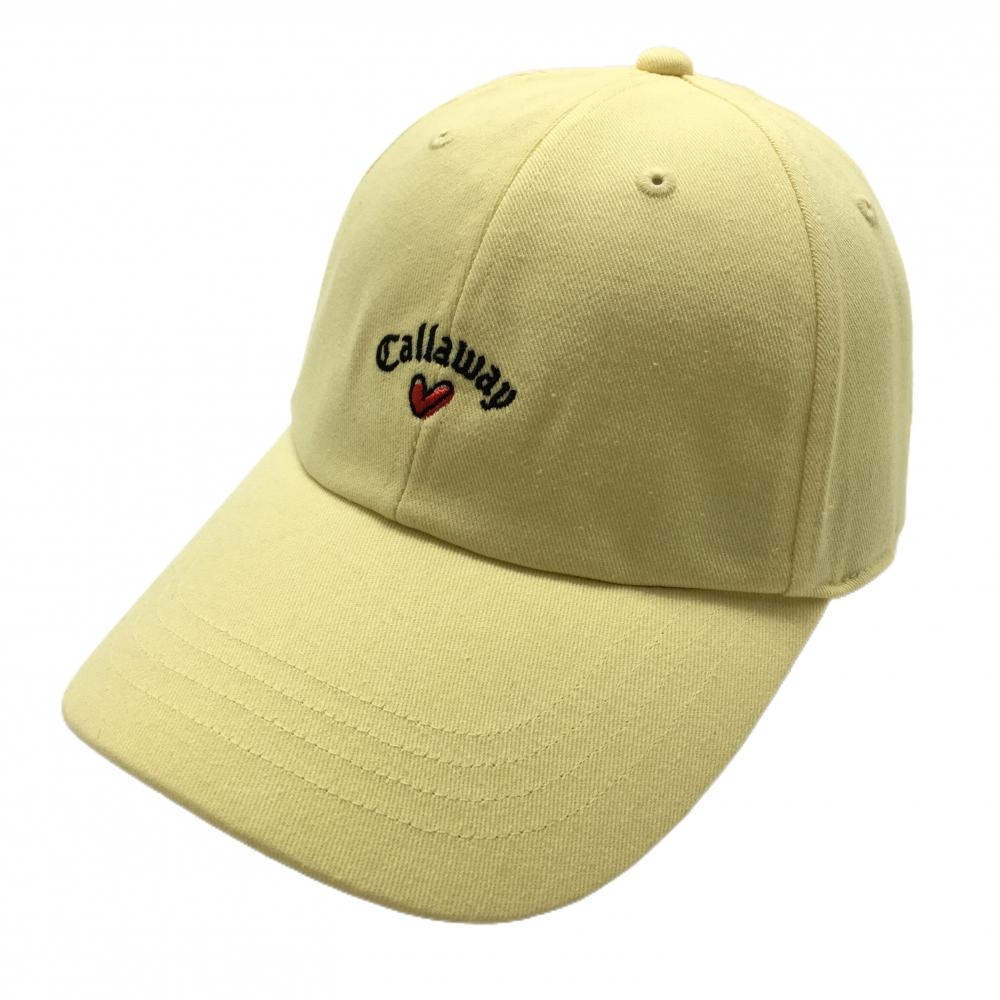 【新品】キャロウェイ キャップ イエロー×黒 ハート ポニーテールキャップ レディース FR ゴルフウェア Callaway