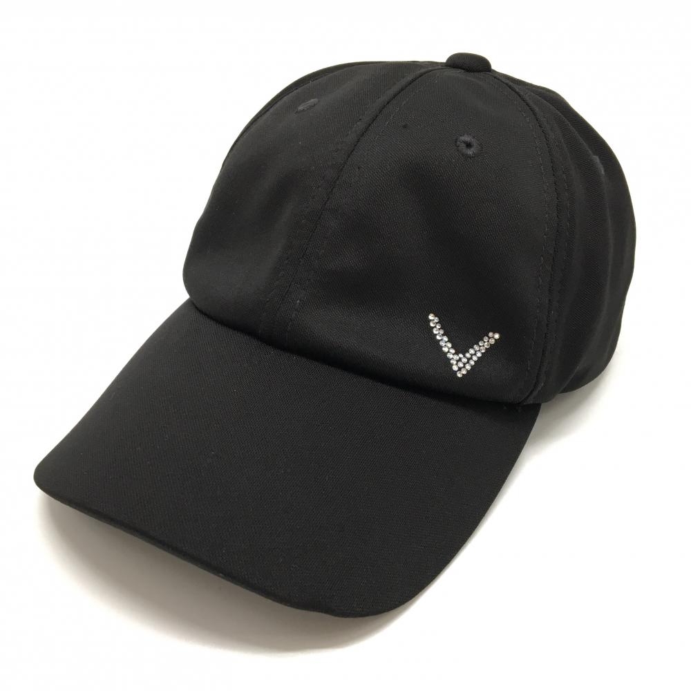 【超美品】キャロウェイ レッドレーベル キャップ 黒 ラインストーン 後ろリボン　 レディース FR ゴルフウェア Callaway