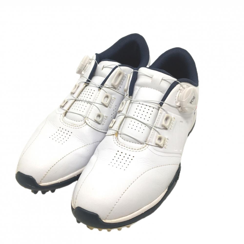【美品】キャロウェイ ゴルフシューズ 白×ネイビー AEROSPORTS BOA 1031 ダイヤル式 レディース 23.5 ゴルフウェア Callaway