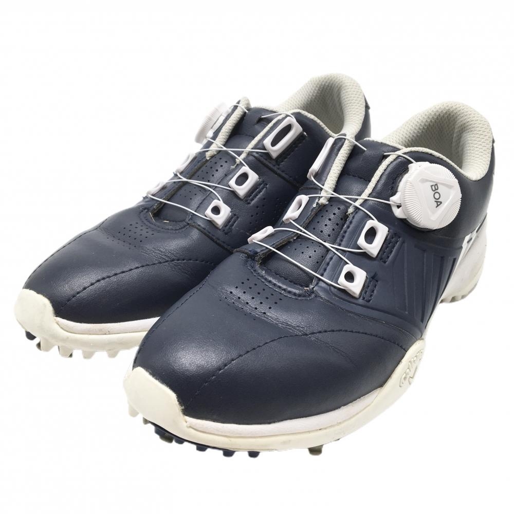 【美品】キャロウェイ ゴルフシューズ ネイビー 1120 ダイヤル式 BOA レディース 22.5 ゴルフウェア Callaway