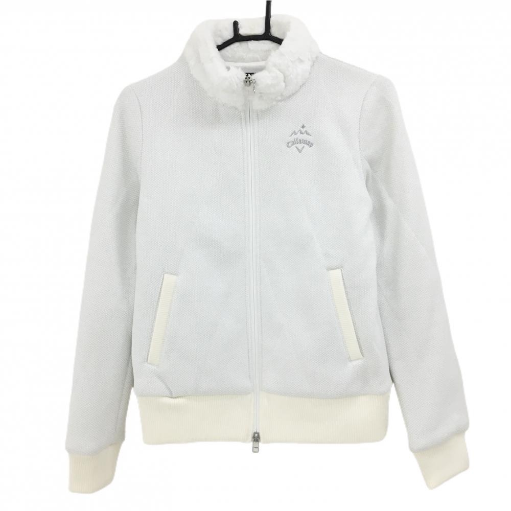 【新品】キャロウェイ 中綿ジャケット 白×シルバー ラメ ネックファー レディース M ゴルフウェア Callaway
