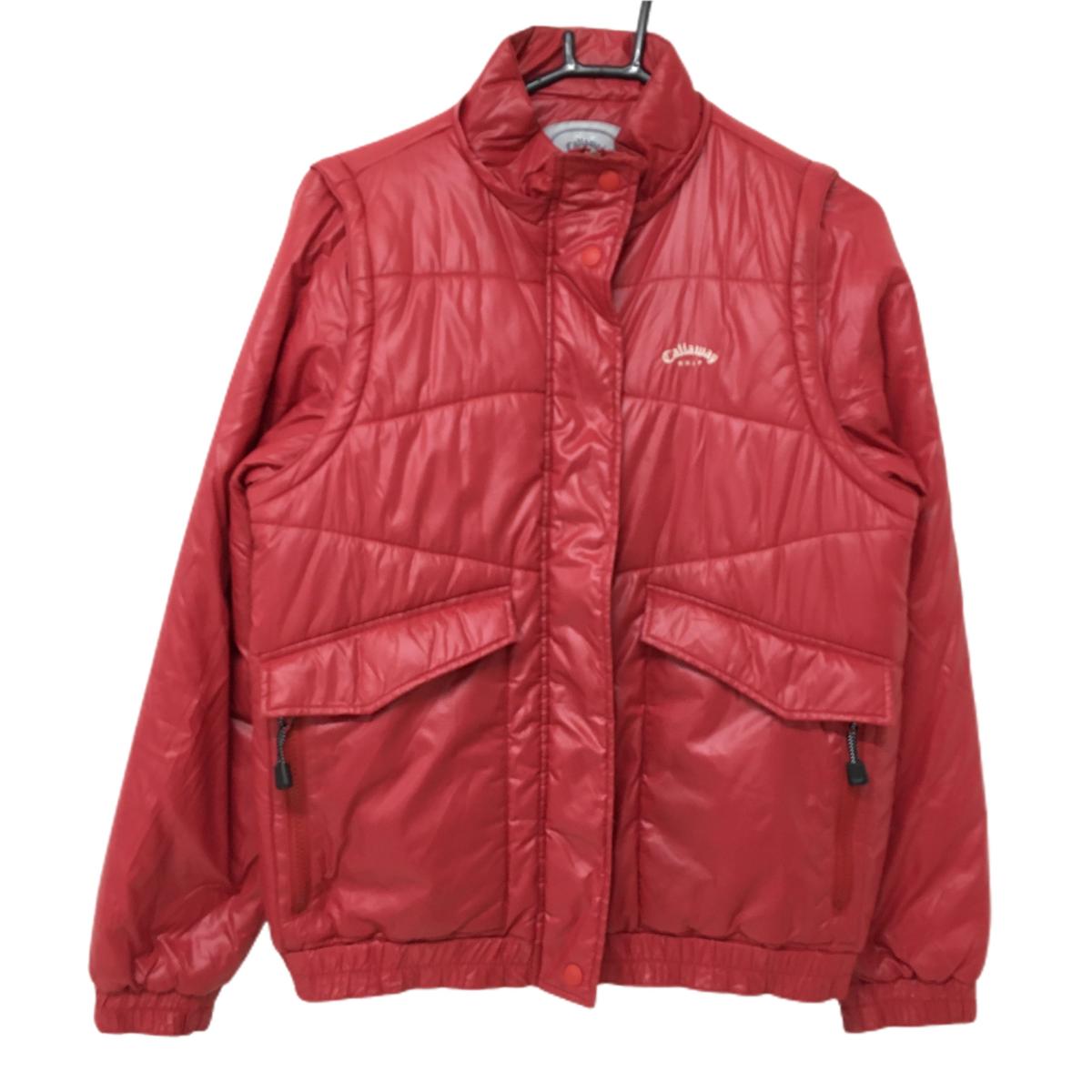 キャロウェイ 4WAY中綿ジャケット レッド 袖着脱可 レディース L ゴルフウェア Callaway
