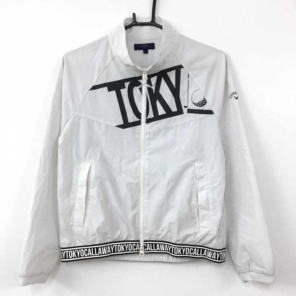 キャロウェイ ジャケットブルゾン 白×黒 裏地メッシュ ダブルジップ レディース S ゴルフウェア Callaway