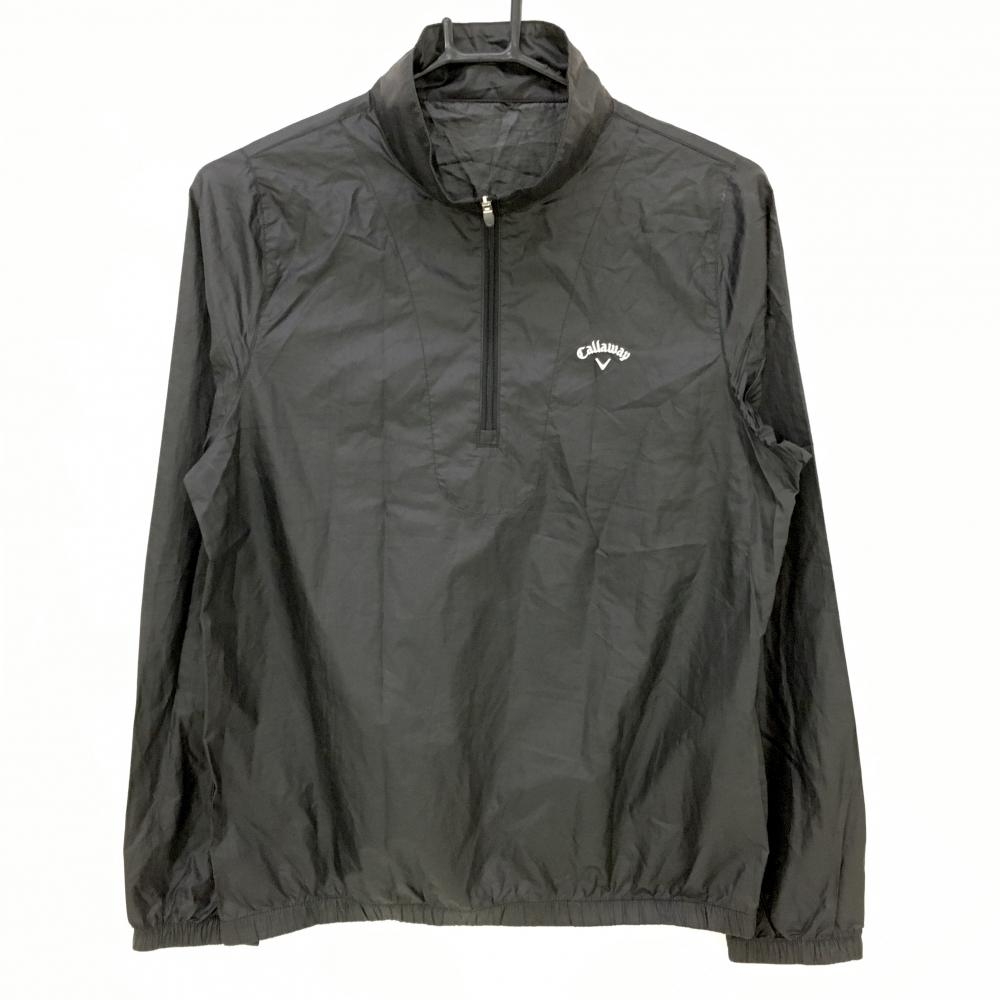 【美品】キャロウェイ ブルゾン 黒 ハーフジップ 薄手 レディース M ゴルフウェア Callaway