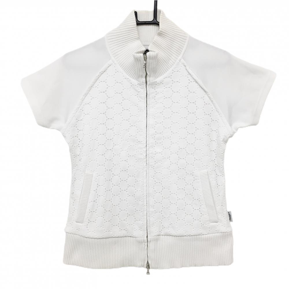 【美品】キャロウェイ 半袖ブルゾン 白 前面レース  レディース M ゴルフウェア Callaway