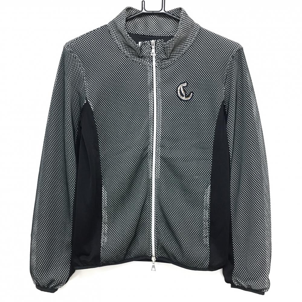 【超美品】キャロウェイ メッシュジャケット 黒×白 薄手 ラインストーンロゴ レディース S ゴルフウェア Callaway