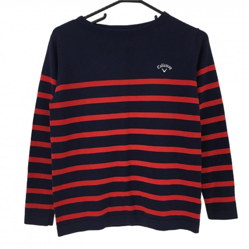 キャロウェイ セーター ネイビー×レッド ボーダー柄 シルク混 ニット  レディース S ゴルフウェア Callaway