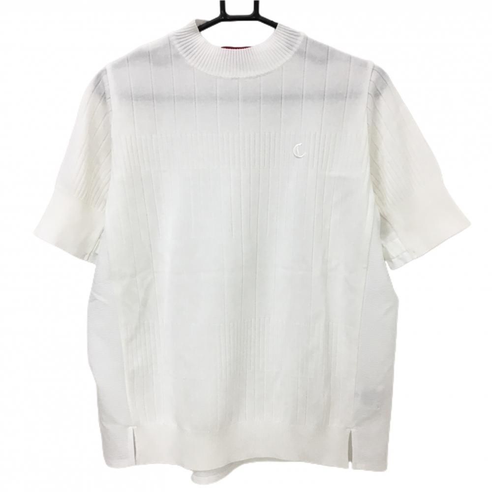 【超美品】キャロウェイ レッドレーベル 半袖ハイネックセーター 白 背面切替 ニット レディース M ゴルフウェア 2024年モデル Callaway