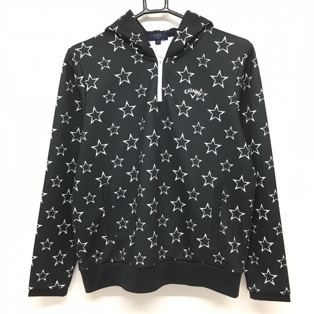 【新品】キャロウェイ パーカー 黒×白 星柄 ハーフジップ トレーナー レディース M ゴルフウェア 2022年モデル Callaway