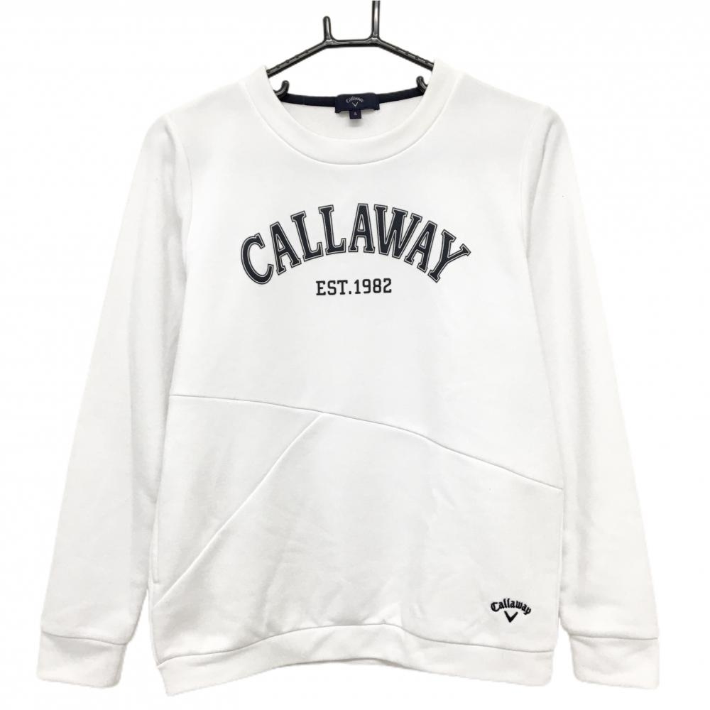 【美品】キャロウェイ トレーナー 白×ネイビー ロゴ  レディース S ゴルフウェア Callaway