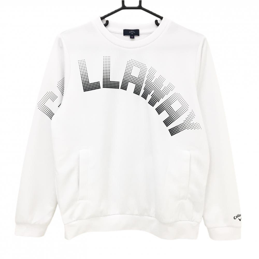 【美品】キャロウェイ トレーナー 白 腹部ポケット 薄手 レディース M ゴルフウェア 2024年モデル Callaway