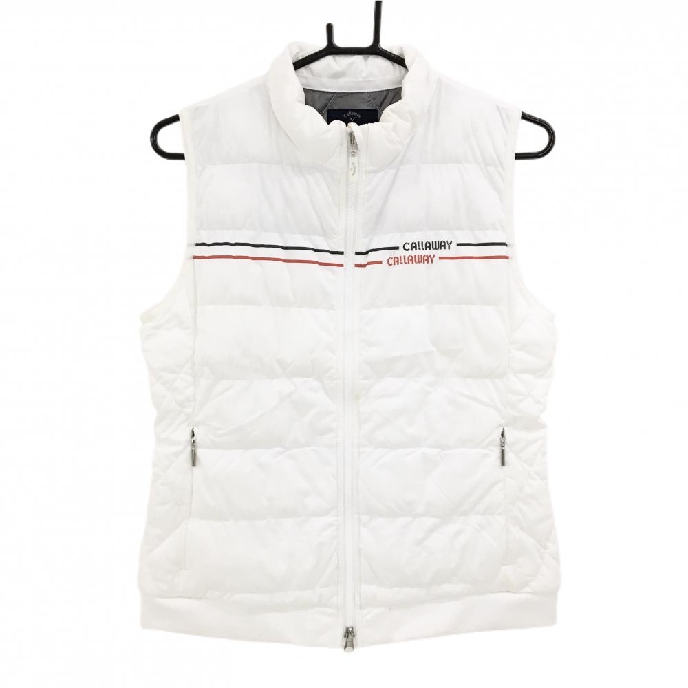 キャロウェイ 中綿ベスト 白×レッド 胸元ライン レディース L ゴルフウェア Callaway