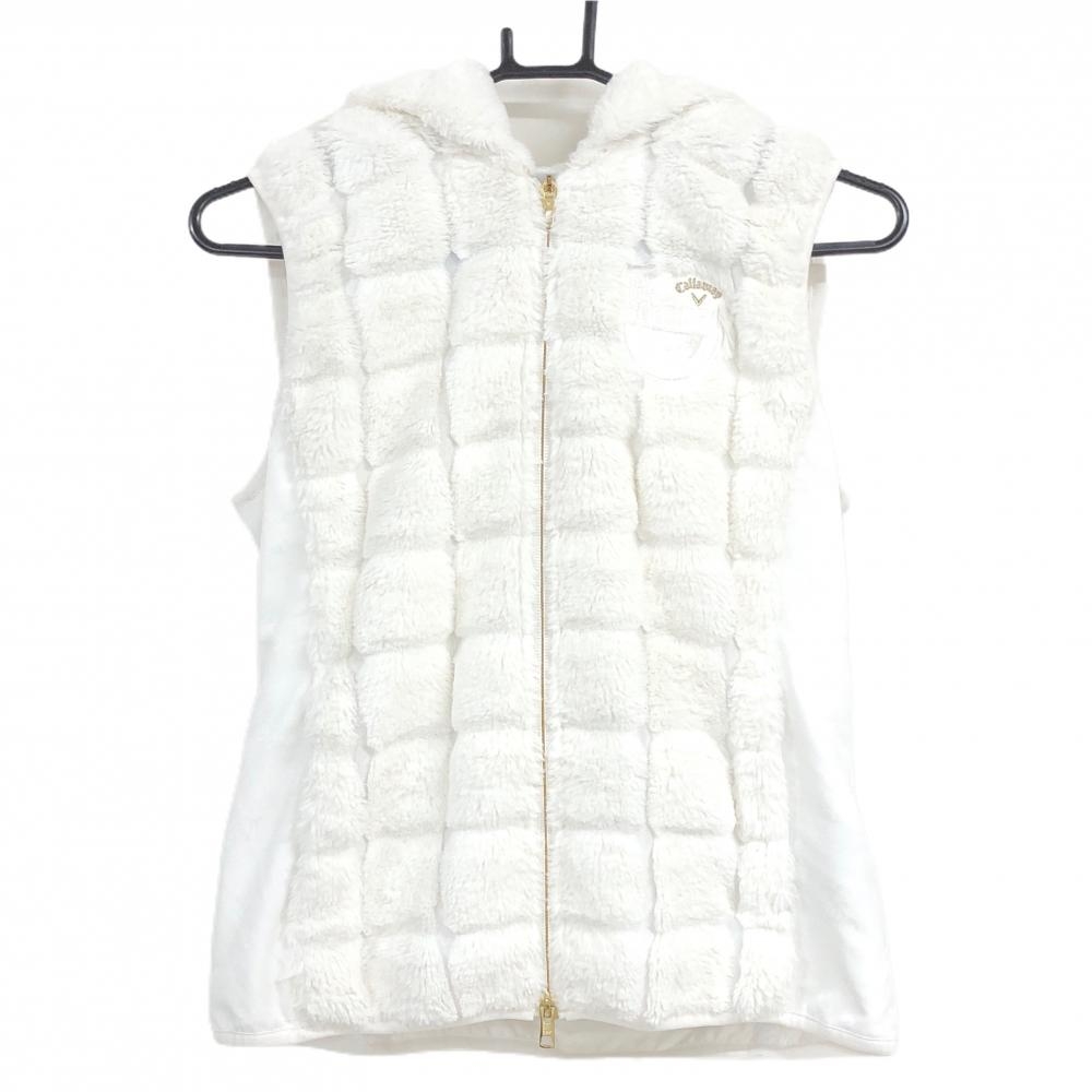 【超美品】キャロウェイ ファーベスト 白 フード付 サイド切替 レディース M ゴルフウェア Callaway