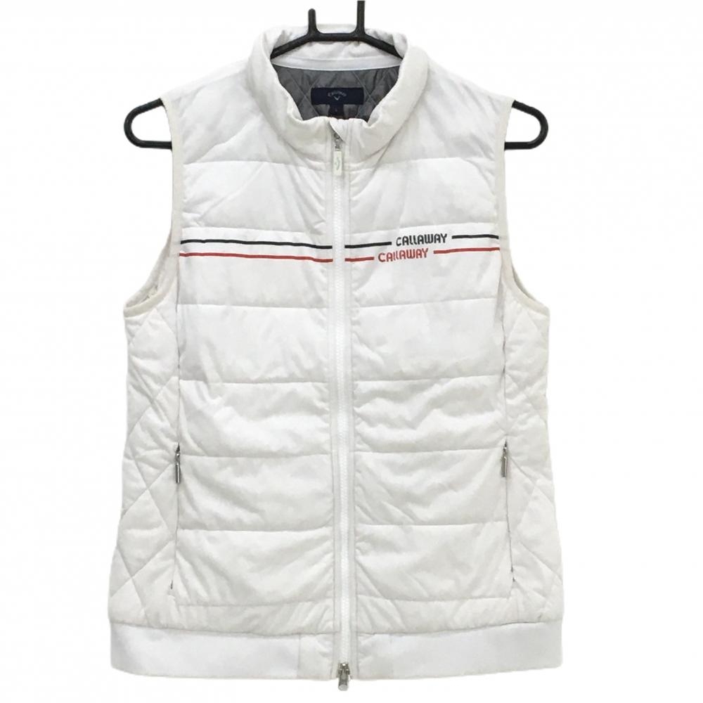 キャロウェイ 中綿ベスト 白 キルティング 胸2ラインロゴ レディース L ゴルフウェア Callaway