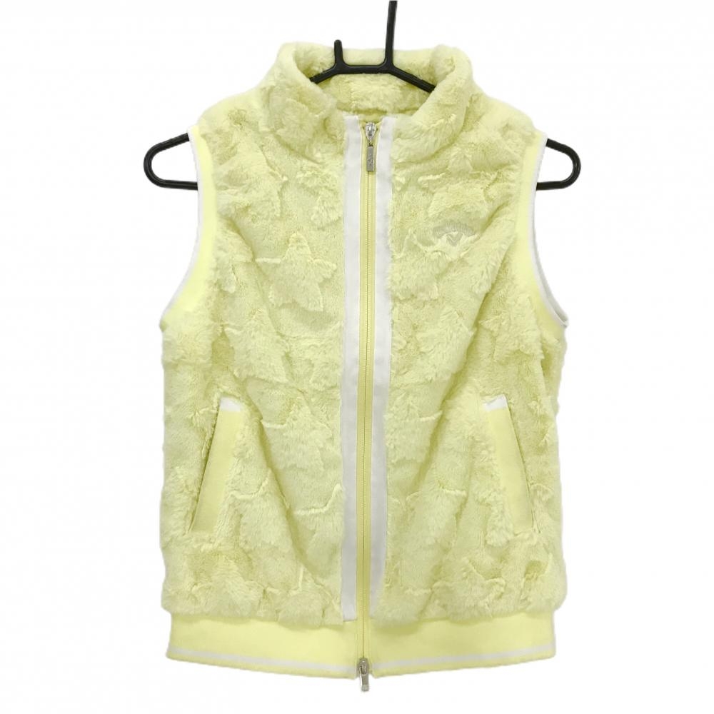 【美品】キャロウェイ ファーベスト ライトイエロー 星柄 ダブルジップ 裏地付き レディース M ゴルフウェア Callaway