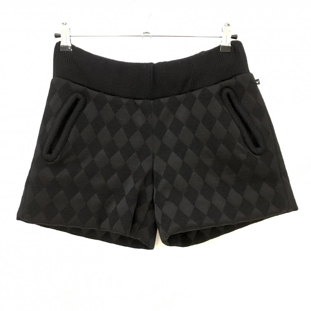 【美品】キャロウェイ 中綿ニットショートパンツ 黒 ダイヤ柄 裏微起毛 レディース S ゴルフウェア Callaway
