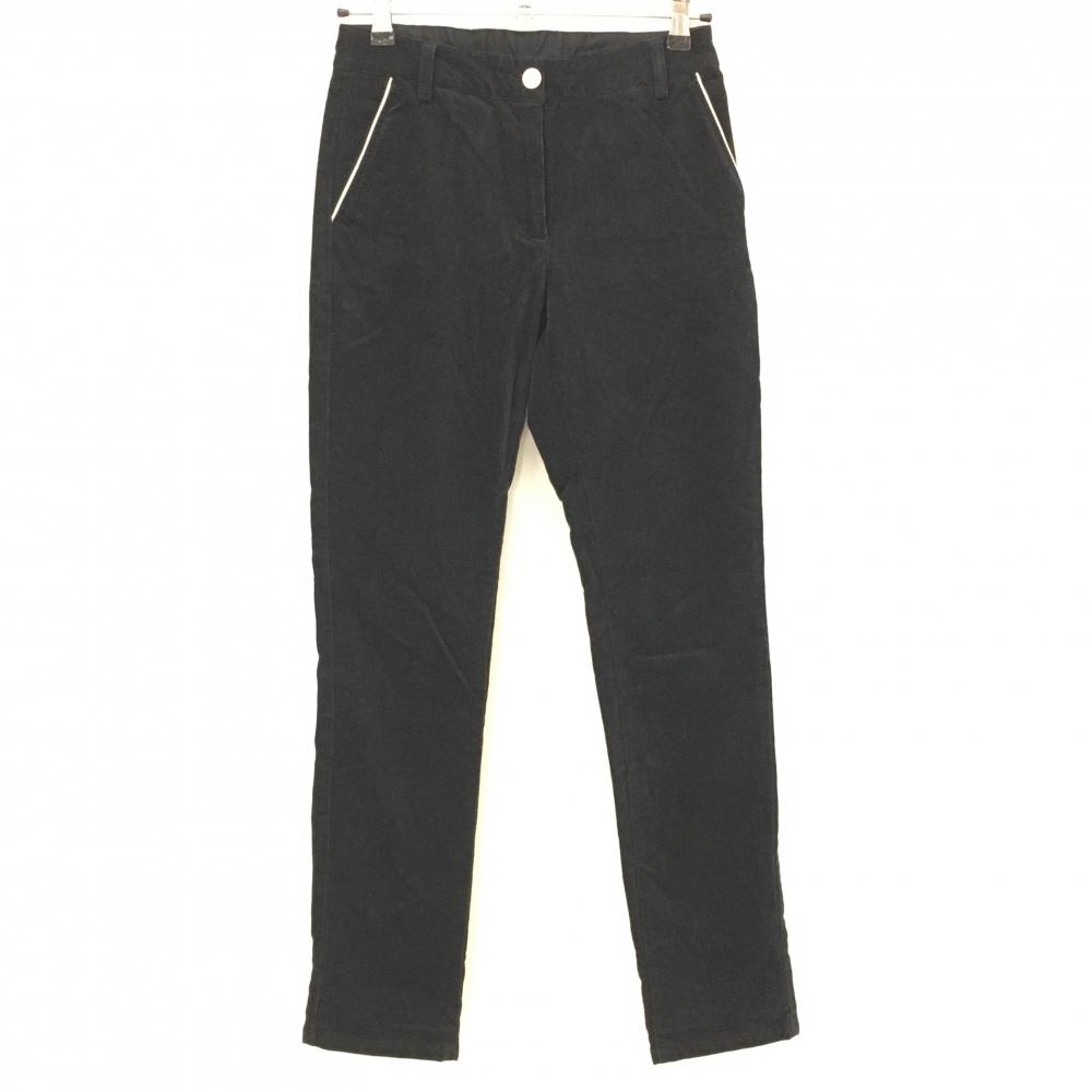 【超美品】キャロウェイ コーデュロイパンツ 黒×白 ポケット口パイピング ストレッチ レディース S ゴルフウェア Callaway