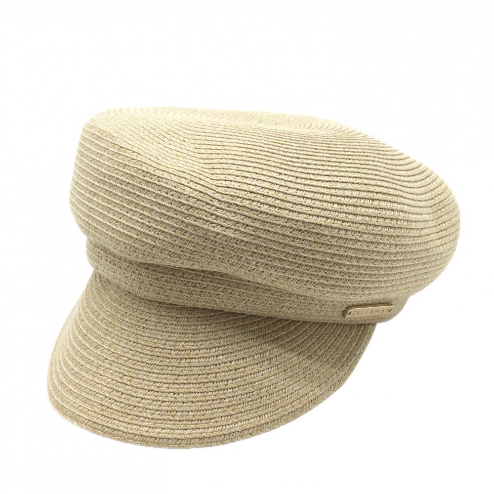 【美品】キャロウェイ キャスケット ライトベージュ 麦わら風 レディース FR ゴルフウェア Callaway