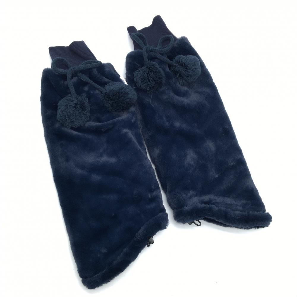 【美品】キャロウェイ レッグウォーマー ネイビー ボア ボンボン付き 裏フリース  レディース  ゴルフウェア Callaway