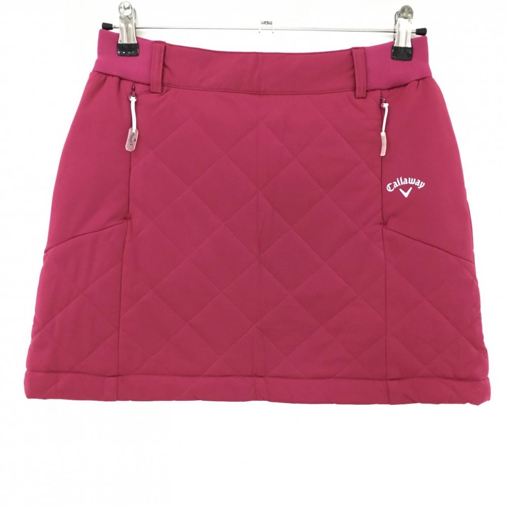 【超美品】キャロウェイ 中綿スカート ピンク キルティング 一部ウエストゴム レディース M ゴルフウェア Callaway