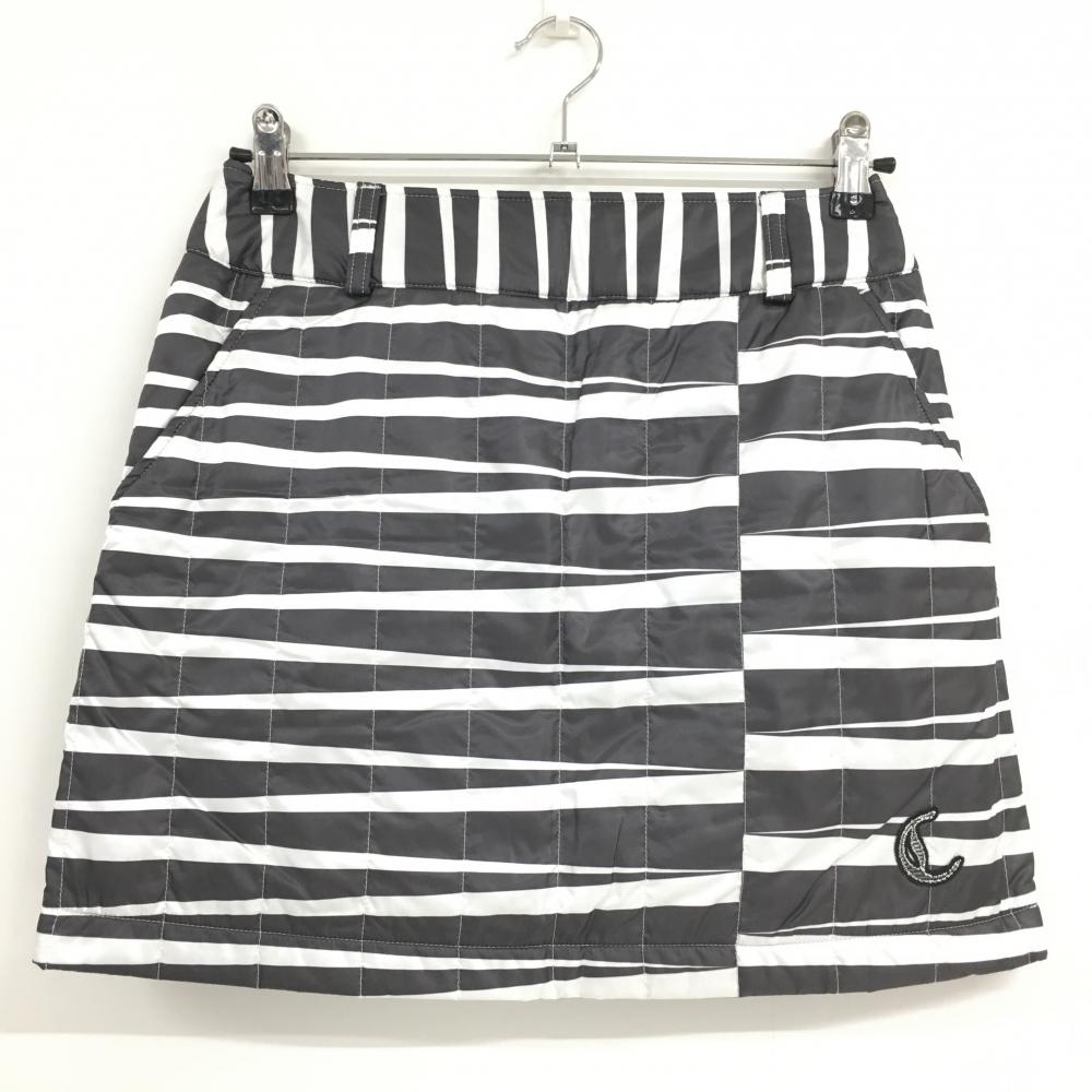 【美品】キャロウェイ 中綿スカート ダークグレー×白 ボーダー調 ウエストストライプ  レディース S ゴルフウェア Callaway