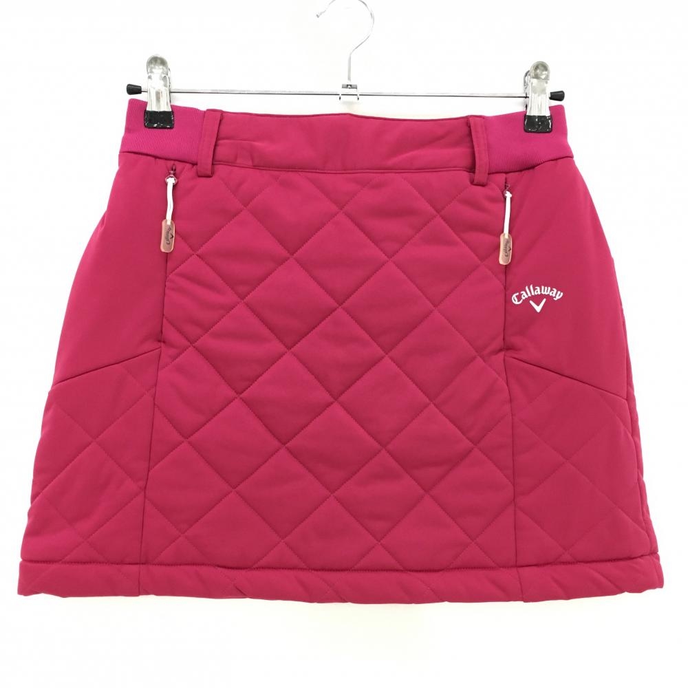 【美品】キャロウェイ 中綿スカート ピンク キルティング ウエストサイドゴム レディース M ゴルフウェア Callaway