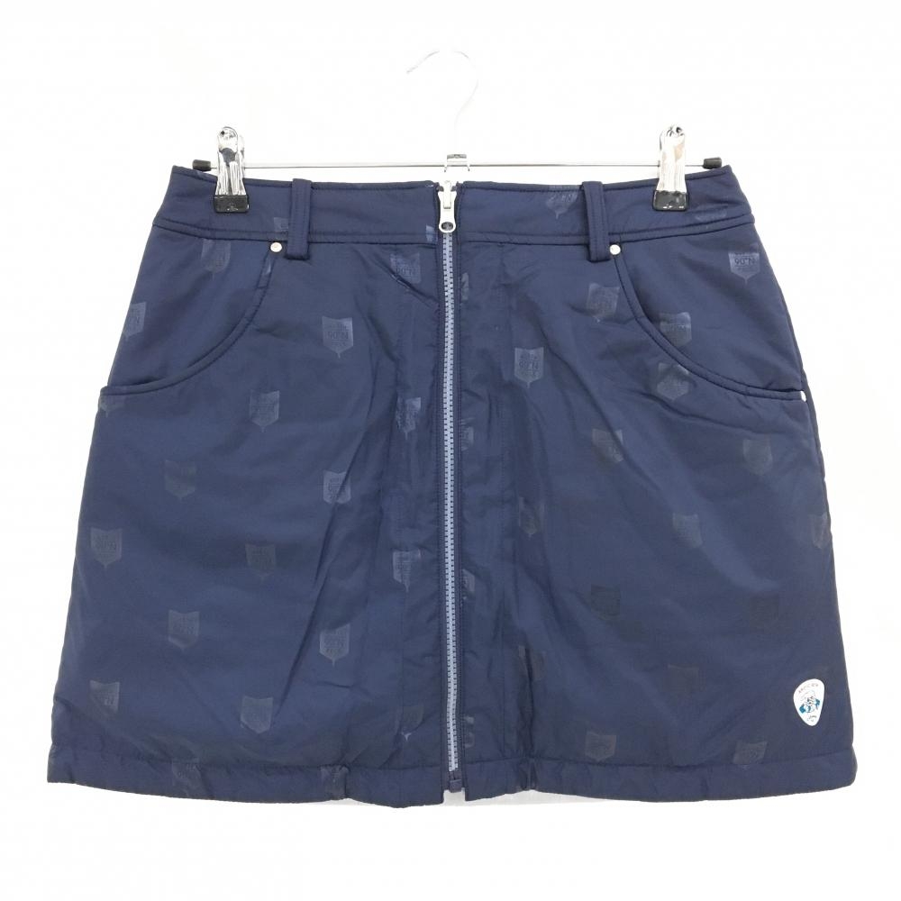 【超美品】キャロウェイ 中綿リバーシブルスカート ネイビー 地模様 裏シルバー レディース L ゴルフウェア Callaway