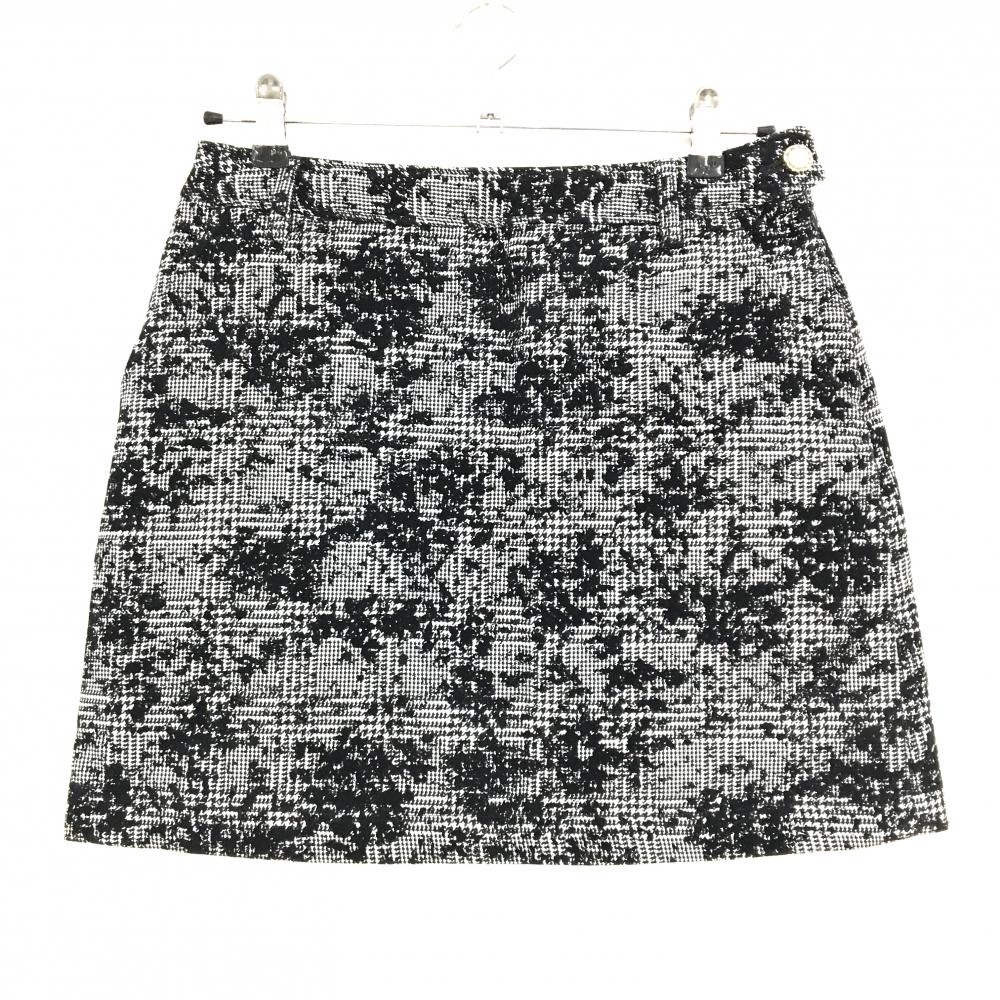 【超美品】キャロウェイ 中綿スカート 黒×白 グレンチェック パール調ボタン レディース M ゴルフウェア Callaway