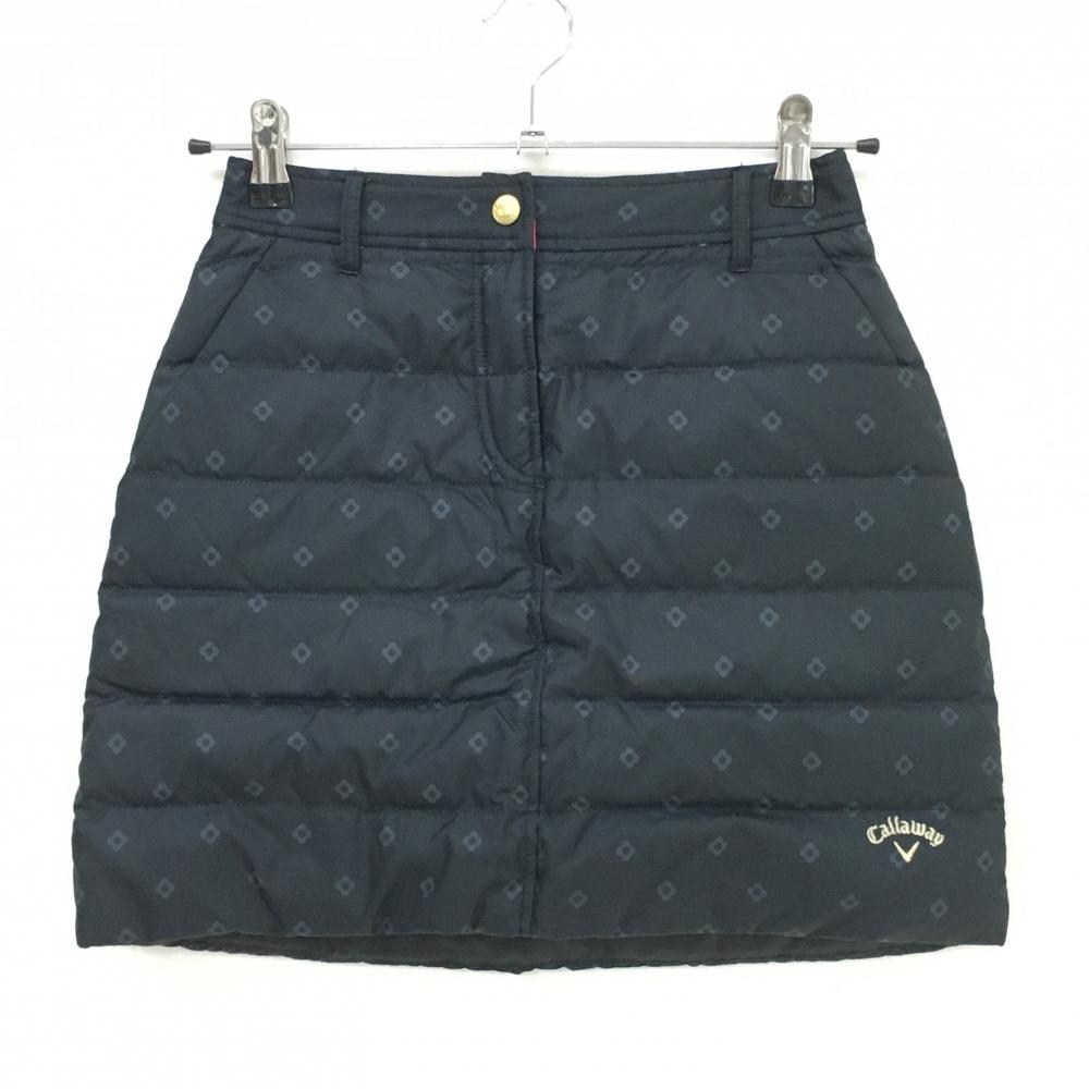 【超美品】キャロウェイ 中綿スカート 黒 花柄 ロゴ刺しゅう レディース SS ゴルフウェア Callaway