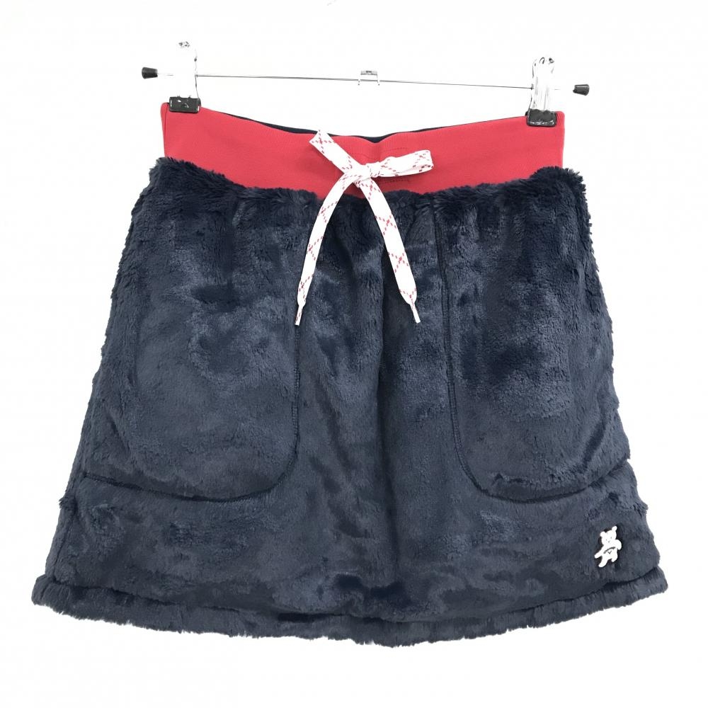【超美品】キャロウェイ 中綿リバーシブルスカート ネイビー×レッド ファー 裏総柄 ベアワッペン  レディース SS ゴルフウェア Callaway