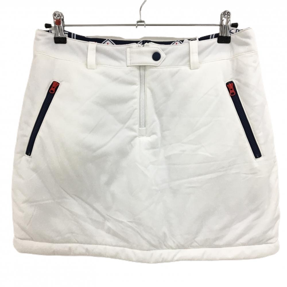 【新品】キャロウェイ 中綿リバーシブルスカート 白×ネイビー 背面一部星柄 片面ロゴ総柄 ストレッチ レディース L ゴルフウェア Callaway