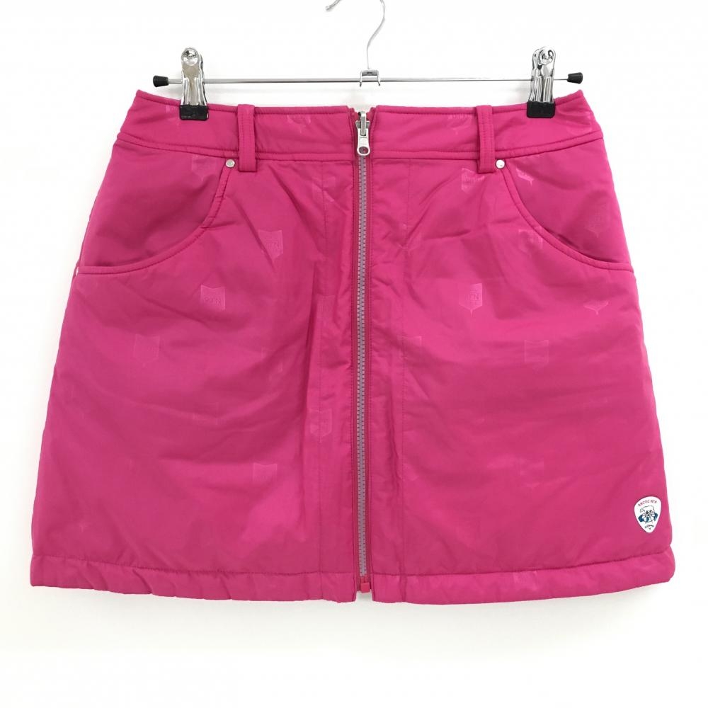 【超美品】キャロウェイ 中綿リバーシブルスカート ピンク 総柄地模様 片面シルバー レディース L ゴルフウェア Callaway