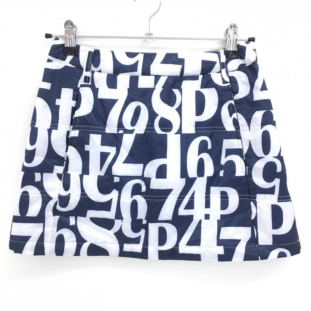 【美品】キャロウェイ 中綿スカート ネイビー×白 ナンバー総柄  レディース S ゴルフウェア Callaway