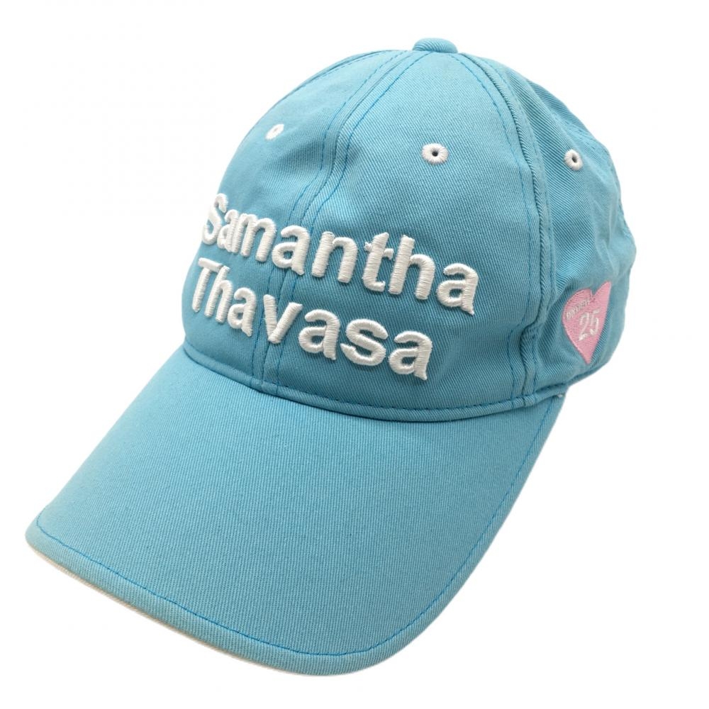 【美品】サマンサタバサ UNDER25 キャップ ライトブルー×白 ハート刺しゅう  レディース F ゴルフウェア Samantha Thavasa 画像