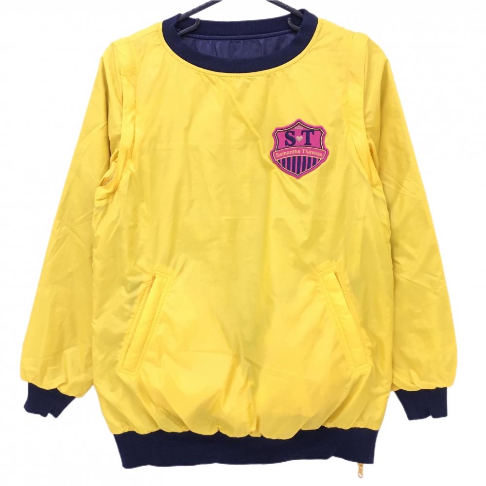 【美品】サマンサタバサ 中綿リバーシブルスニード イエロー×ネイビー ブルゾン 4WAY レディース 36(S) ゴルフウェア Samantha Thavasa