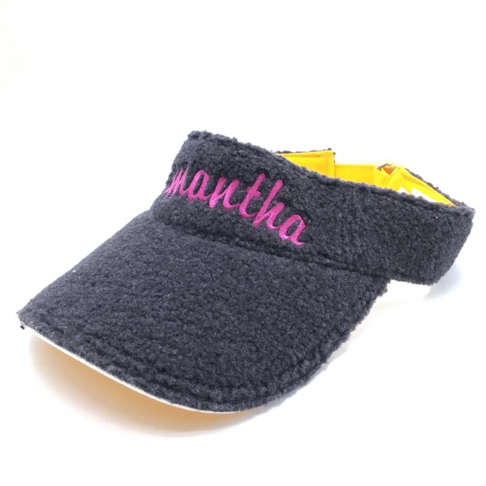 サマンサタバサUNDER25 ボアサンバイザー グレー系×ピンク ロゴ刺しゅう レディース F ゴルフウェア Samantha Thavasa